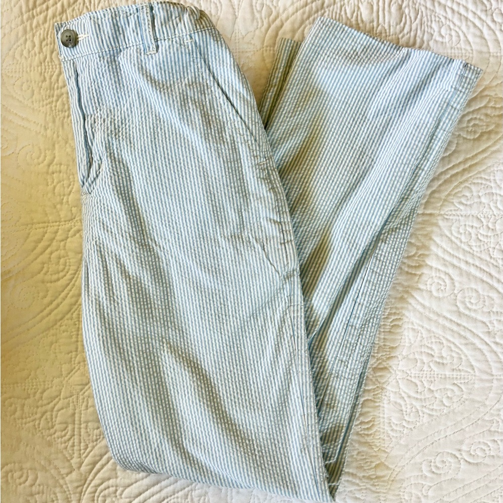 Gymboree Boys seersucker 🧊 blue white cotton pants EUC